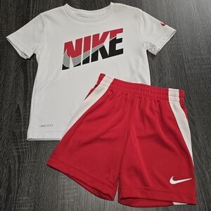 Nike Toddler Boys 4T White and Red Athletic Set